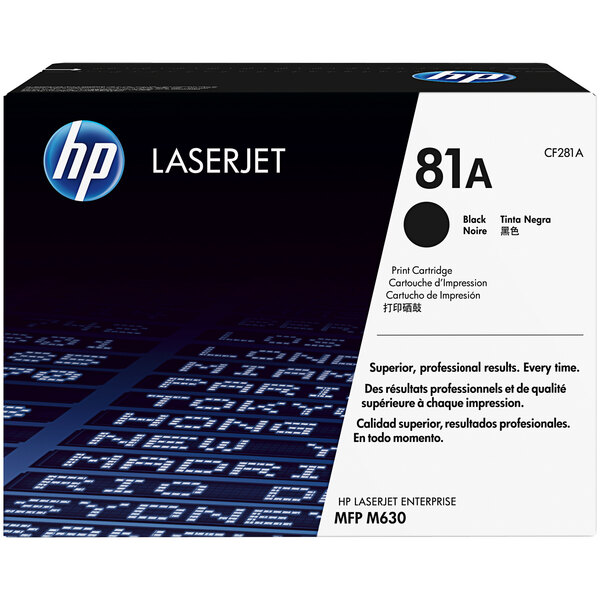 A black and white box for an HP CF281A Black LaserJet Toner Cartridge.