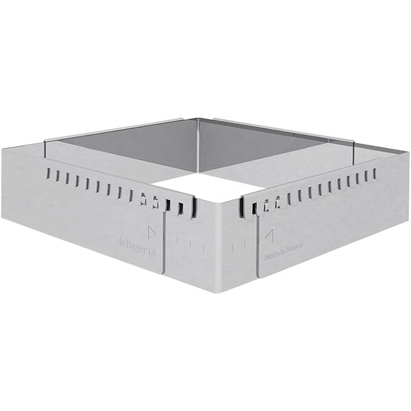A de Buyer stainless steel square pastry frame with expandable sides.