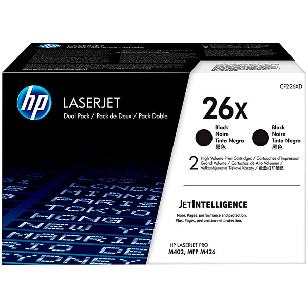 A black and white HP toner cartridge box with white and black text.