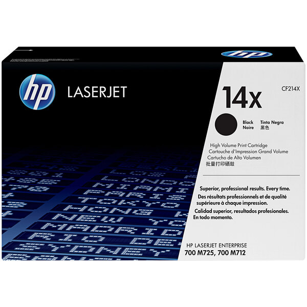 A black and white box for an HP CF214X Black LaserJet toner cartridge.