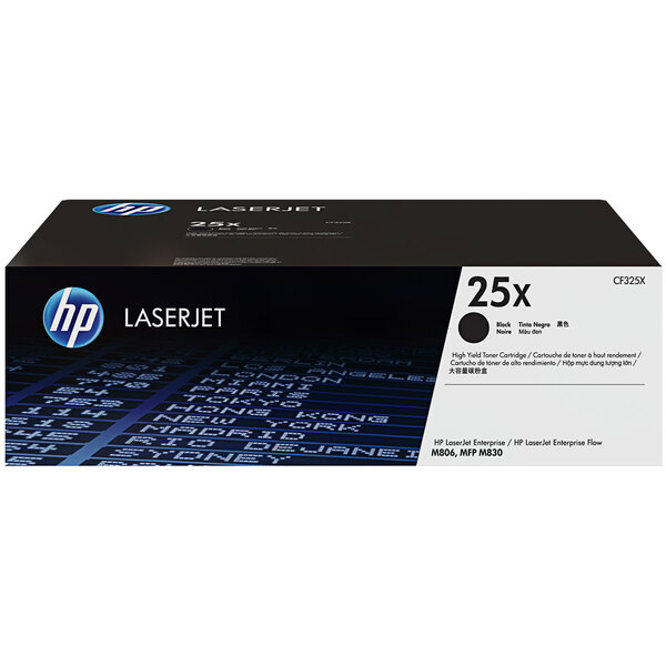 A black and white HP LaserJet toner cartridge box with white text.