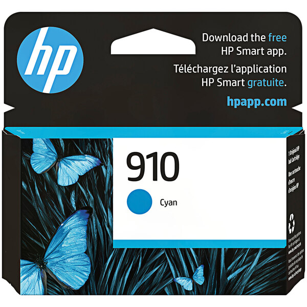 A package of HP 3YL58AN#140 cyan printer ink cartridges.