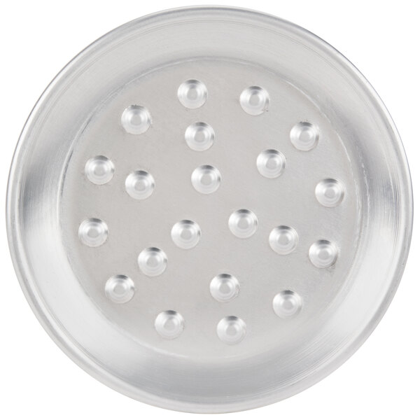 An American Metalcraft aluminum circular pizza pan with nibs.