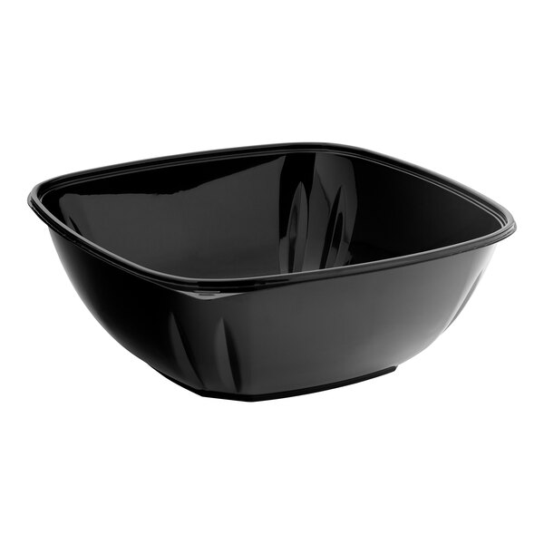 A black Visions square catering bowl with a white background.