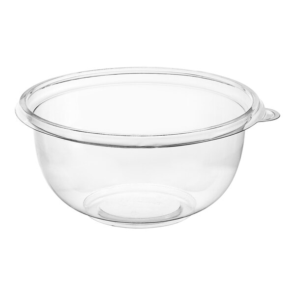 A clear plastic bowl with a clear rim.