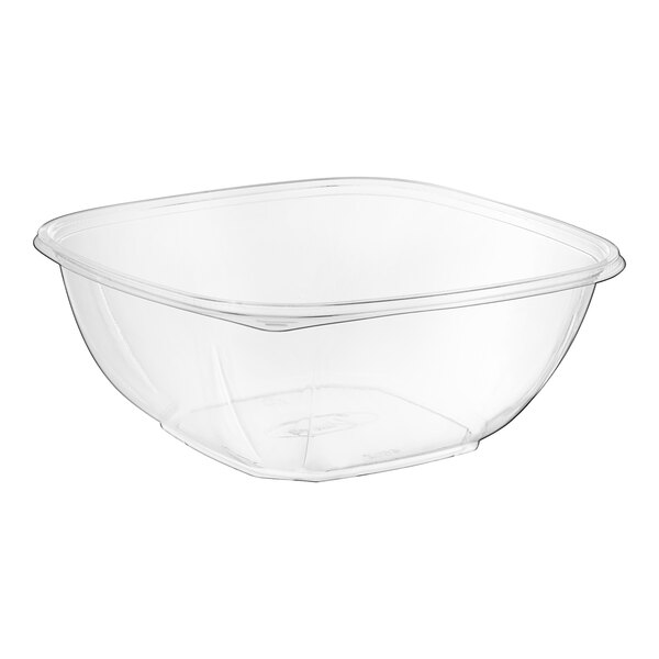 A clear plastic container with a lid.