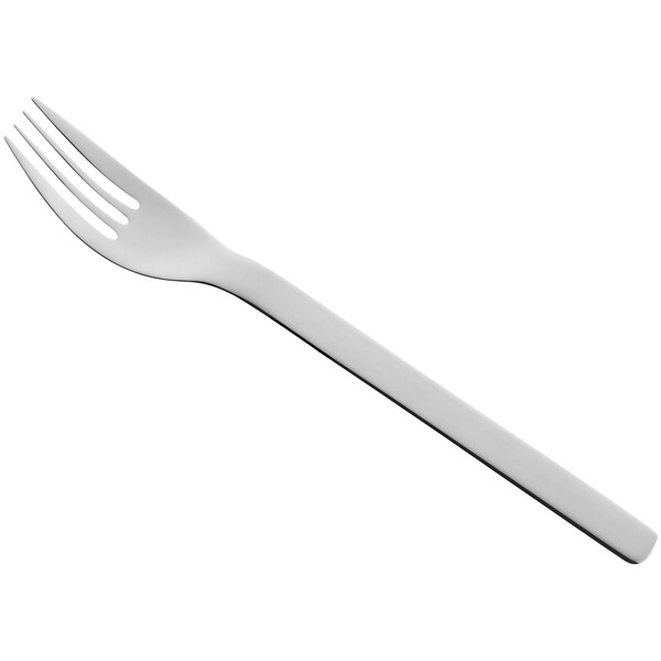 A RAK Porcelain salad/dessert fork with a white handle.