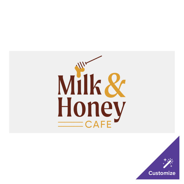 A white rectangular Carnival King vinyl car magnet with brown text that says "Milk and Honey Cafe"
