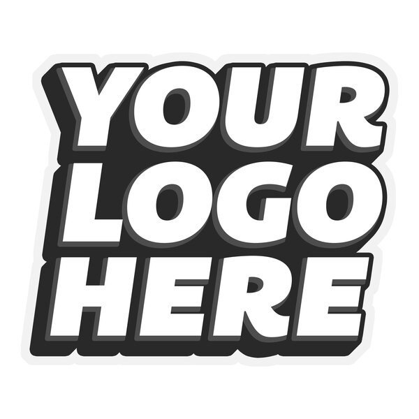 A white vinyl magnet with a black and white logo that says "Your Logo Here"