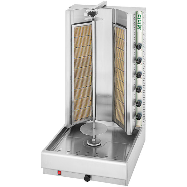 A Visvardis gas gyro machine with a stand.