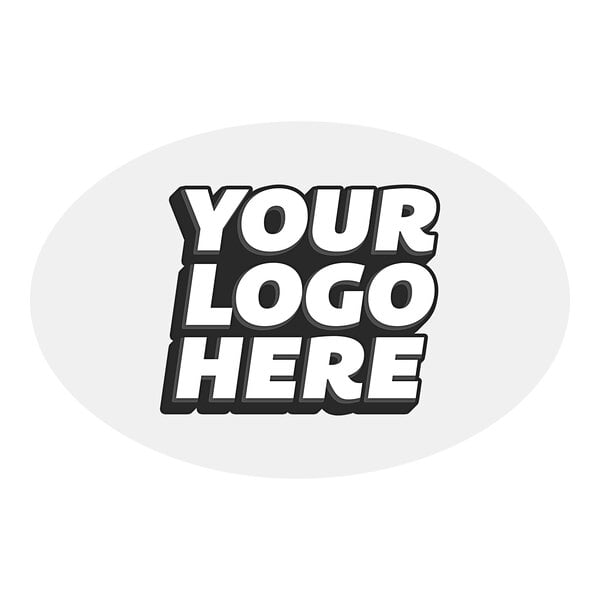 A white oval Carnival King vinyl sticker with the words "your logo here" in white.