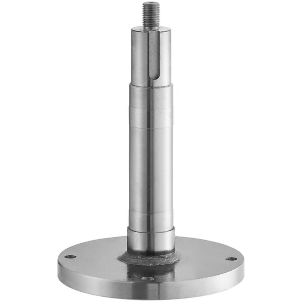 A stainless steel metal bowl shaft with a screw on top.