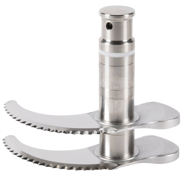 A Robot Coupe coarse serrated blade assembly with a metal handle.