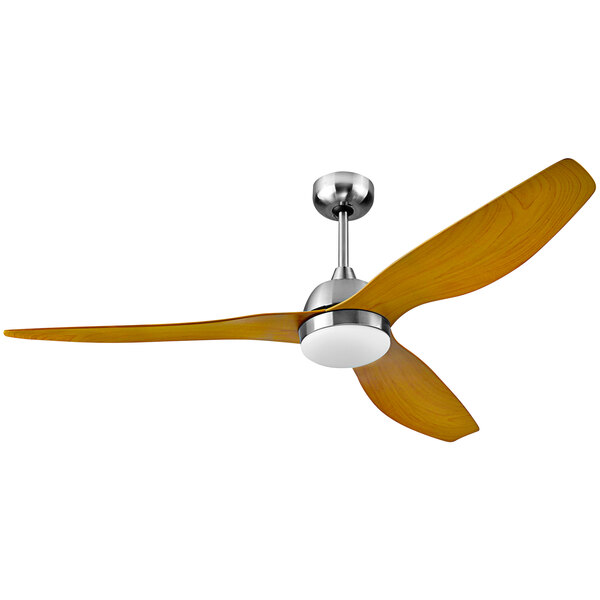 A Canarm Duke ceiling fan with wooden blades and LED light kit.