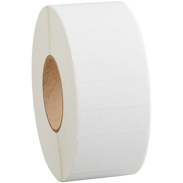 A white roll of Lavex Thermal Transfer labels with a hole in the middle.