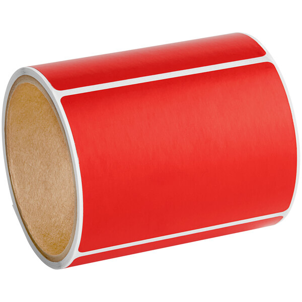 A red roll of Lavex thermal labels.