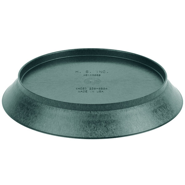 A black round HS Inc. polypropylene deli server with a black lid.