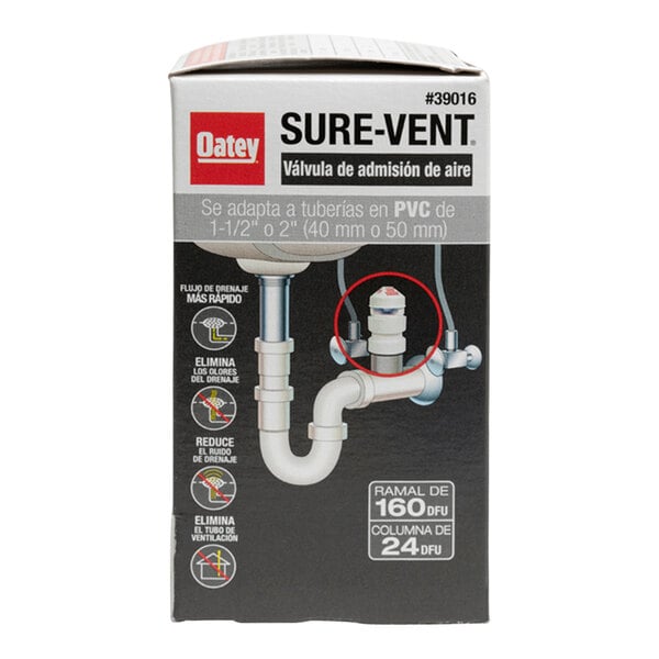 A box of Oatey Sure-Vent air admittance valves for plumbing.