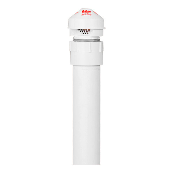 The white Oatey Sure-Vent air admittance valve with a red cap.