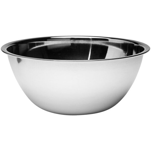 A silver stainless steel bowl.