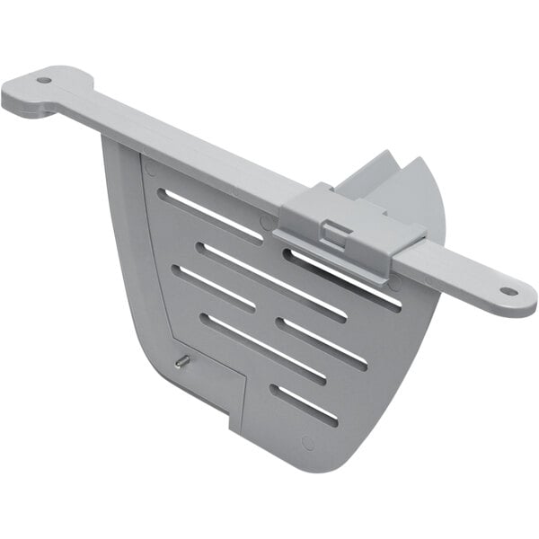 A white plastic Holey Baffle with a metal plate.