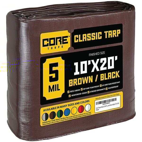 A roll of Core Classic brown weatherproof poly tarp.