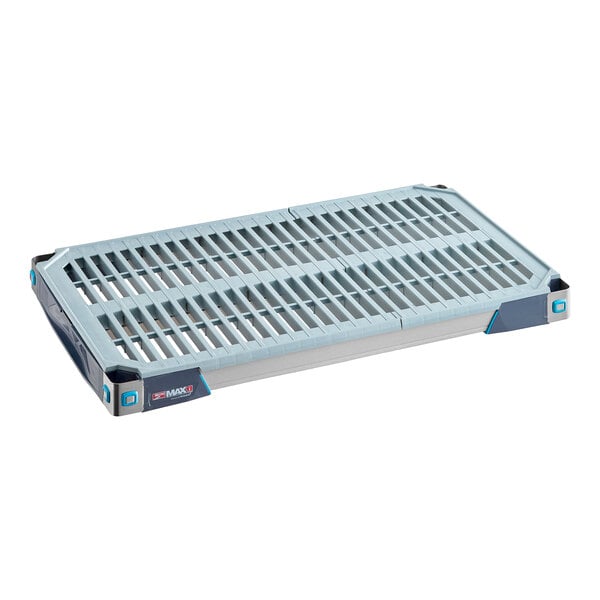 An open grid shelf with a removable mat, measuring 18 inches by 30 inches.