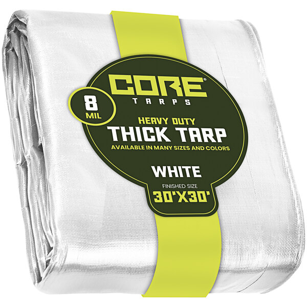 A white heavy-duty Core Poly Tarp package.