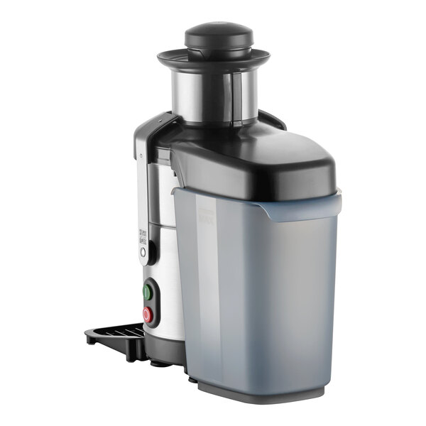A commercial automatic juicer with pulp ejection and a large container, designed for high-volume juice extraction.