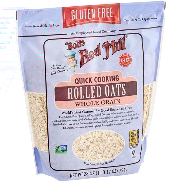 A case of Bob's Red Mill quick-cooking rolled oats.