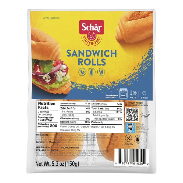 Schar Gluten-Free Sliced Sandwich Roll 2-Count - 7/Case