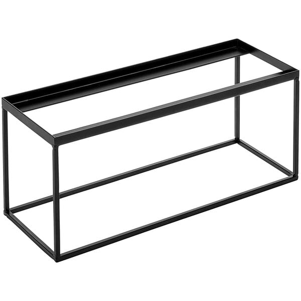 An American Metalcraft black metal rectangular riser.