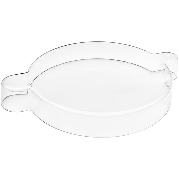 A clear plastic lid with two handles on a ChocoVision chocolate melter.