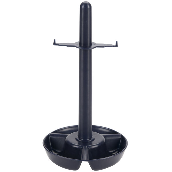 A black plastic tray with a pole and two black plastic holders.