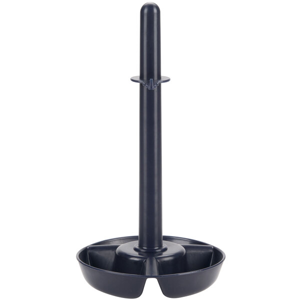A black plastic pole with a round top.