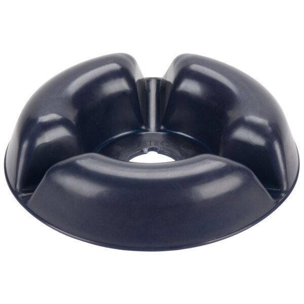 A blue polypropylene server with a bowl and a hole in the middle.