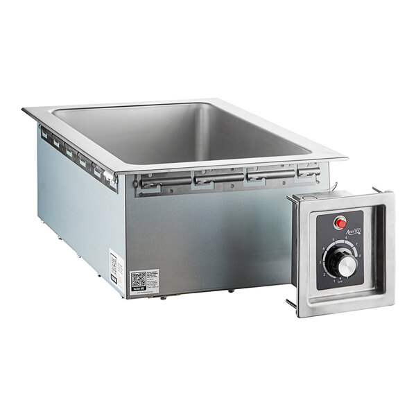An Avantco stainless steel drop-in hot food well with a dial.