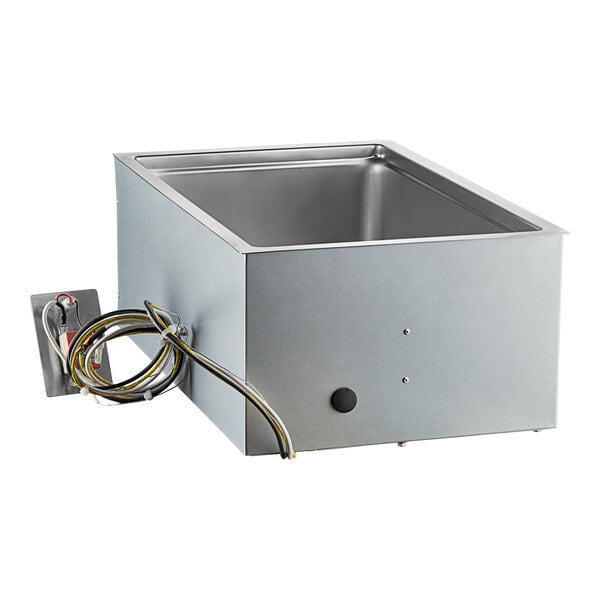 An Avantco BM-12SA drop-in hot food well with a wire attached to it.
