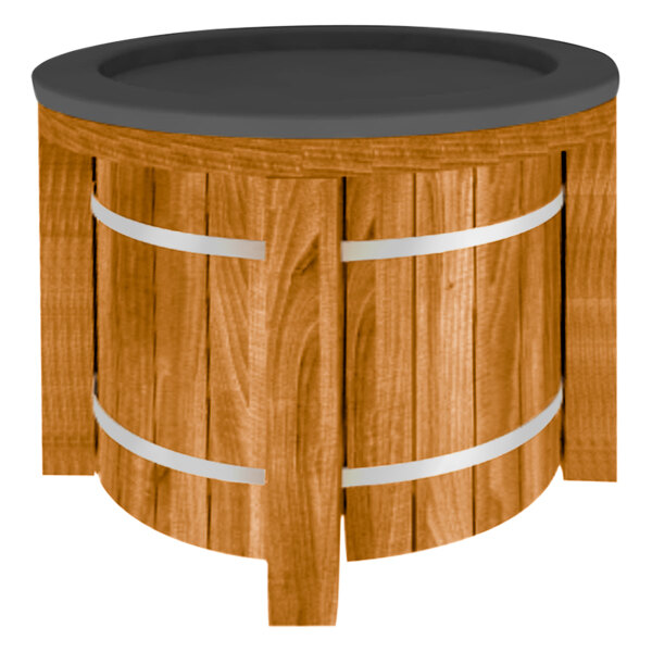 A Marco Company honey pine wooden produce display bin.