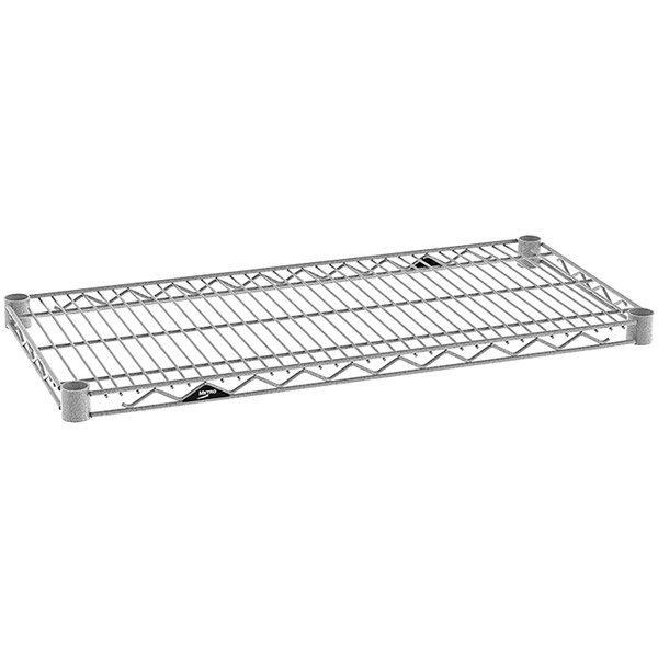 A Metroseal 4 wire shelf on a metal rack.