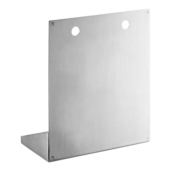 A stainless steel wall mount beer drip tray with two faucet holes.
