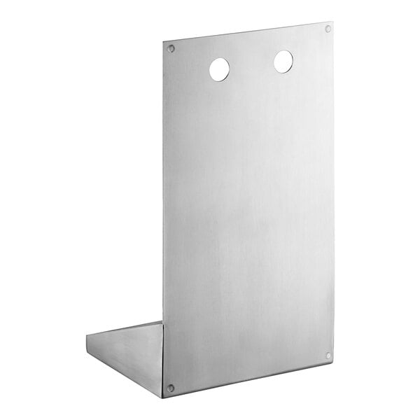 A Regency stainless steel wall mount beer drip tray with two faucets and holes.