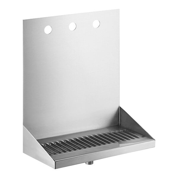 A Regency stainless steel wall mount beer drip tray with 3 faucets.