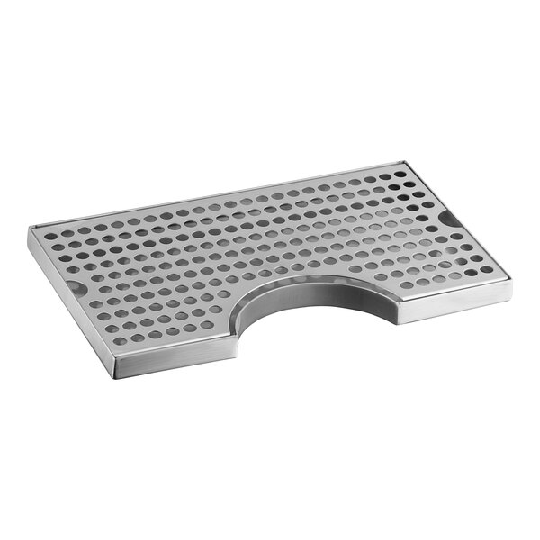 A stainless steel Regency beer drip tray with holes in it.