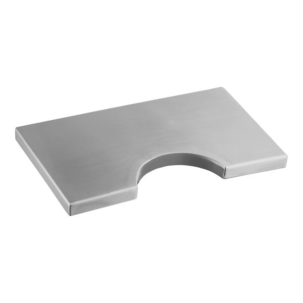 A Regency stainless steel rectangular beer drip tray surface with a column cutout.