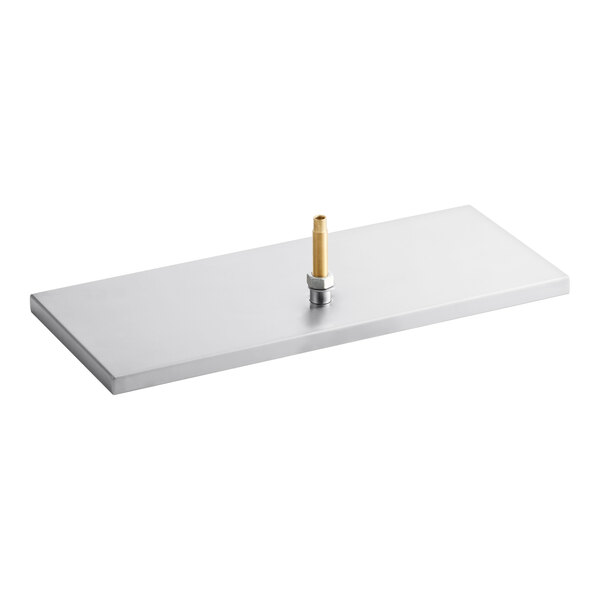 A rectangular stainless steel surface mount beer drip tray with a central drain fitting.