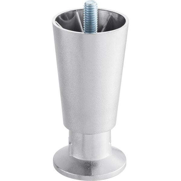 A silver metal object with a blue bolt.