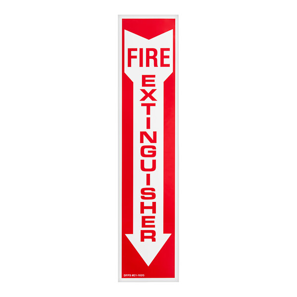 A red and white Buckeye fire extinguisher adhesive label with white text and white lines.