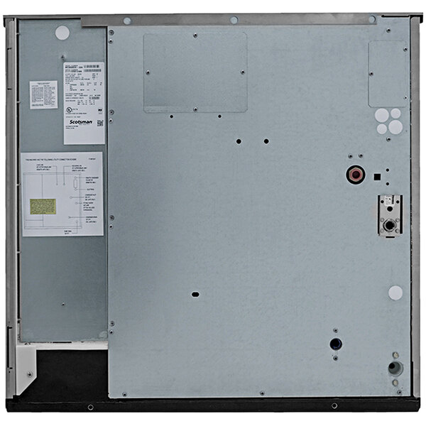 A metal cabinet with a white background.