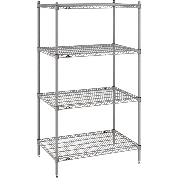A Metro Super Erecta wire shelving unit with three shelves.